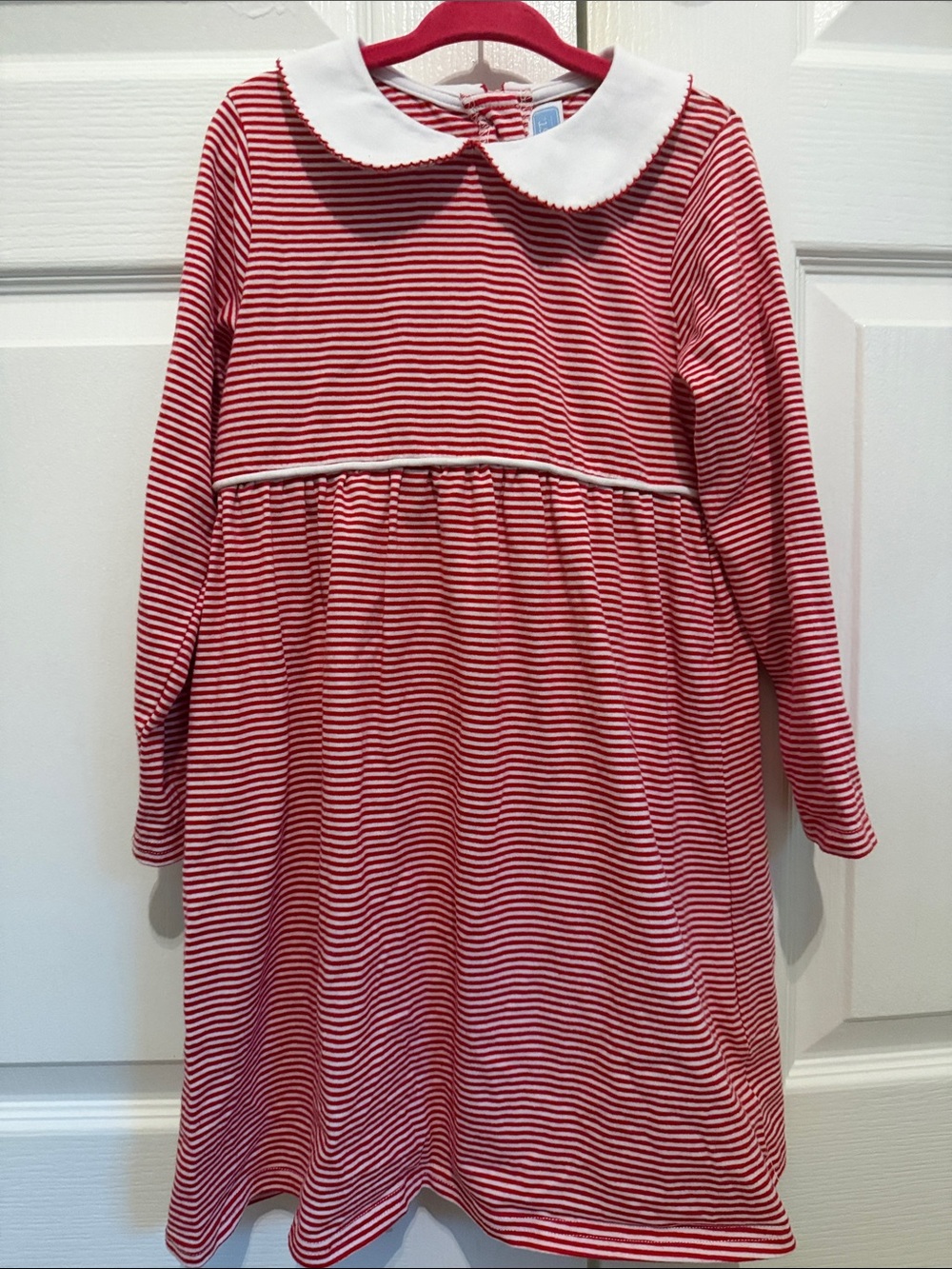 Trotter Street Kids size 6 Girls red & white striped dress Peter Pan Collar